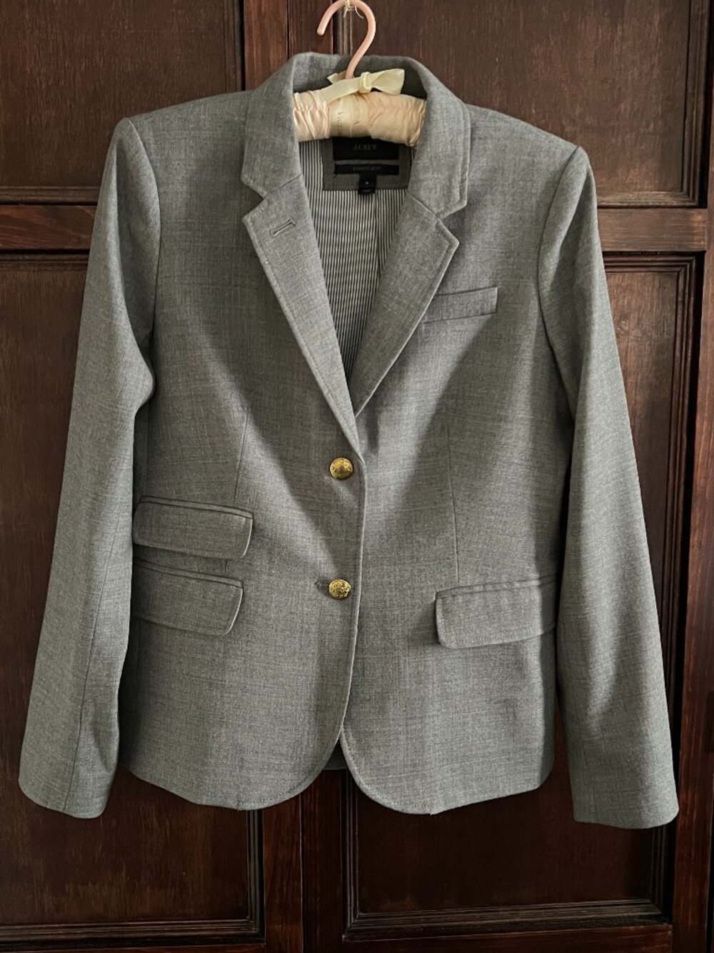 J CREW SCHOOLBOY IN STRETCH WOOL HEATHER GRAY
